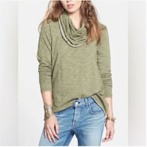 Free People Beach Cocoon Cowl Neck Pullover Sage‎ Green One Body Size Medium
